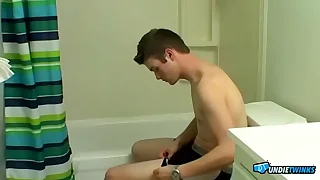 UndieTwinks&colon; Bryce Corbin An obstacle UndieTwink Strips Showers And Blasts Load In Dishevelled Panties